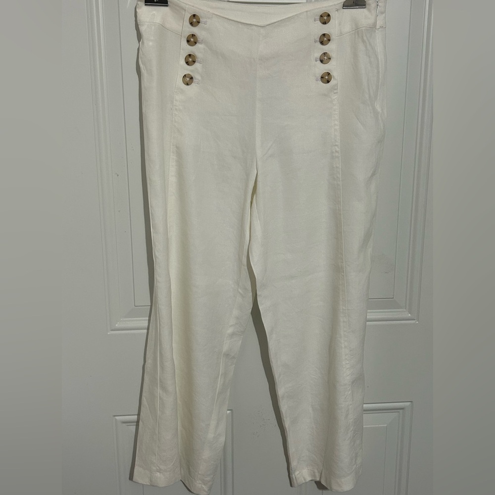 J. Jill Cream Pants with Gold Buttons